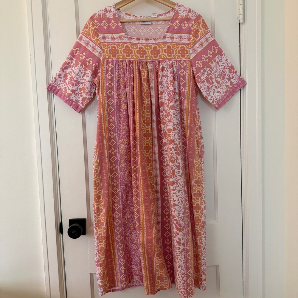 Vermont Country Store 100% Cotton Floral Modest House Dress Sz S Cottage Prairie